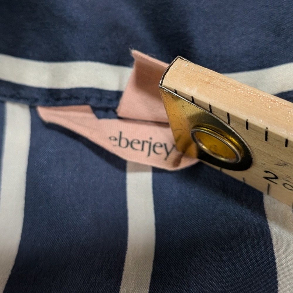 Eberjey 100% Silk Pajama Set Womens XS Navy White Stripe Long Sleeve PJ - Picture 5 of 13